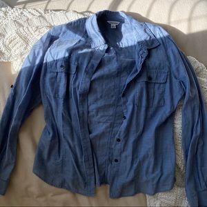 Blue Calvin Klein collared button up shirt